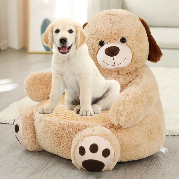 TONBO Kuschelbett Für Hunde & Katzen – 61 Cm, Weiches Plüsch-Blumendesign, Maschinenwaschbar In Pastellrosa
