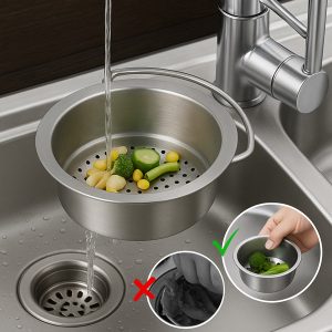 Abtropfkorb, der filtert & leicht verstaut werden kann | EVOSINK